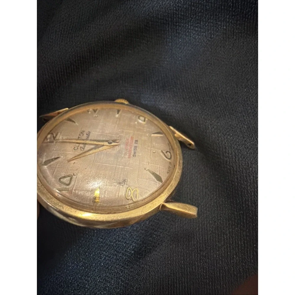 Vintage Clintonmatic 17J Automatic Men's Watch Linen Dial Swiss EB Parts/Repair